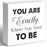WUZYOU Mindfulness Quote Wooden Box Sign You Are Exactly Where You Need To Be, 5x5x1 INCH Sign, Minimalist Therapy Office Meditation Space Decor With Inspirational Reminder