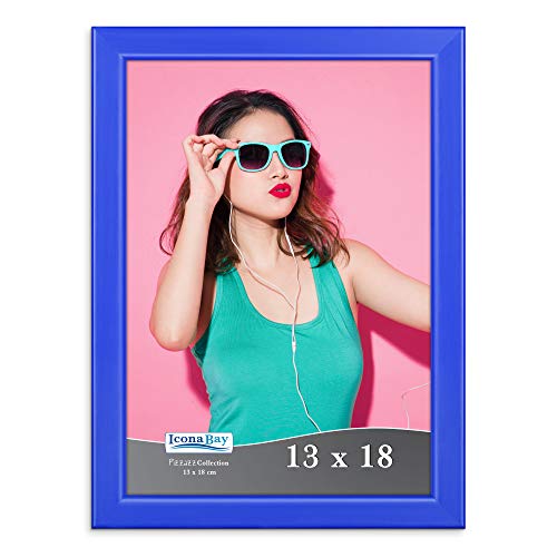 Icona Bay Cadre photo bleu 13 x 18 cm, cadre de style scandinave en bois massif coloré pour photo, collection Pizzazz Cover