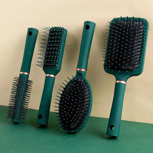 Image of Hair Brush Comb Set For Women Men 4pcs Includes Anti-Static Massage Oval Comb, Vented Detangling Brush, Round Hair Brush For Use Wet Dry Curly and Straight Hair