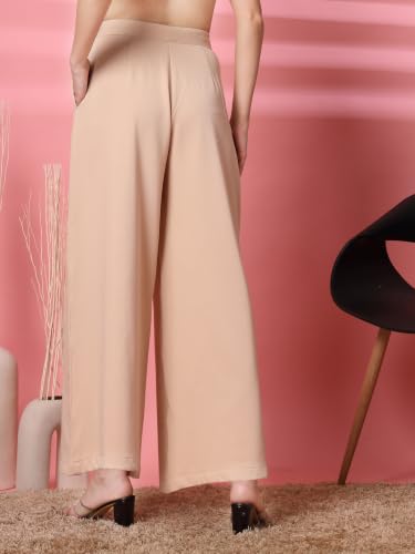 Image of FYLTR Women's Stretchable High Waist Wide-Leg Front Pleated Formal Trouser