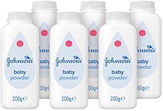 Johnson's Baby Powder 200 g x 6, with Purified Talc, Designed for Delicate Skin, Leaves Babies' Skin Comfortable and Dry