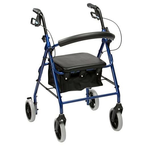 DRIVE DEVILBISS HEALTHCARE R6 Blue Aluminium Rollator with Padded Seat and Vinyl Underseat Bag