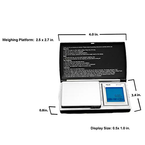 AMERICAN WEIGH SCALES BT2 Series Digital Gram Pocket Weight Scale, Black, 200 X 0.01G (AMW-BT2-201)