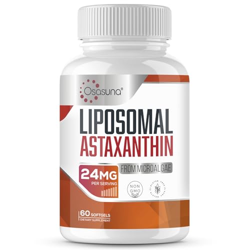 Liposomal Astaxanthin Supplement 24 MG Maximum Absorption Antioxidant Stronger Than VIT C Non-GMO & Gluten Free - 60 Softgels(2 Months Supply)