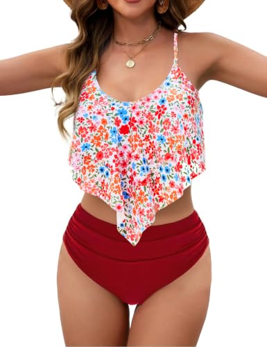 Image of Edelqual Bikini Sets for Women High Waisted Tummy Control Bathing Suit