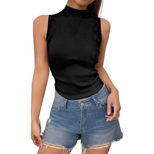 Haut en tricot sans manches grande taille coupe ajustée pour sublimer les formes