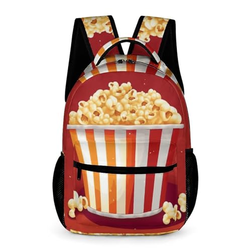 Cartoon Popcorn Backpack for Travel, Ultra Durable Small Bookbag Lightweight Daypack for Women Men