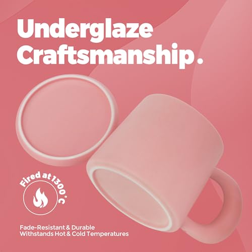 Taza de cerámica rosa 11oz con tapa y caja de regalo miniatura 4