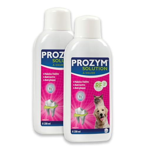 PROZYM - Lot de 2 Solutions Dentaires à diluer pour Chiens et Chats - N°1 chez Les vétérinaires - Haleine fraîche - Anti-tartre - Anti-Plaque - Gencives saines