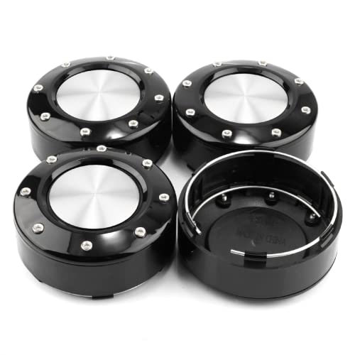 102mm 4.02in Wheel Center Caps for Mayhem Wheel Center Hubcaps 4 Pack Silver&Black Center Cover Replacement for Rim, Clip Diameter: 3.74in; Clip Length: 0.1in
