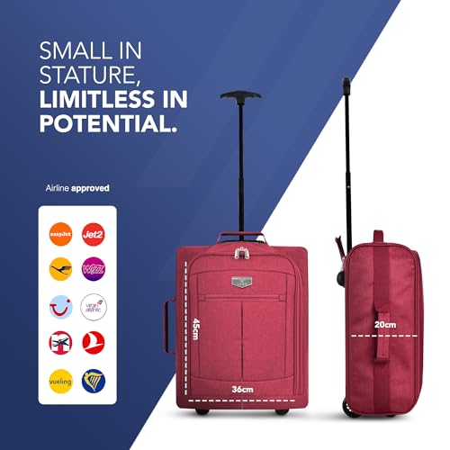KEPLIN Cabin Approved Lightweight Travel Bag with Wheels, Hand Luggage Suitcase Trolley, Carry on Case, Flight Bag (Red/Black) - Image 3