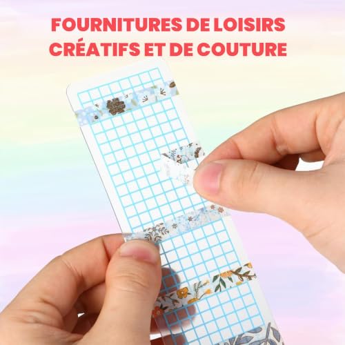 Homoyoyo 45 Pièces Washi Tape Storage Boards Planches Sub Packing Plastique avec Coins Arrondis pour Bureau et Scrapbooking Design et Portable Assortiment Vert Bleu Rose – vue 5