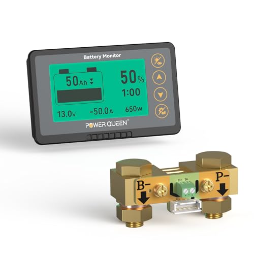 power queen 500A Battery Monitor with Shunt | Programmable Alarm ...
