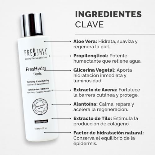 FresHydra – Tónico Facial Hidratante con Aloe Vera y Extractos Naturales, Sin Alcohol ni Parabenos, Refresca, Tonifica y Equilibra el pH, Para Piel Sensible y Todo Tipo de Pieles, 150ml - imagen 5
