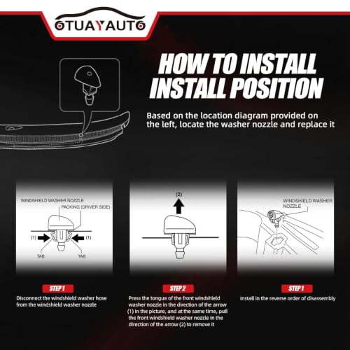 Image of OTUAYAUTO Front Windshield Washer Nozzles Replacement for 1999-2012 Volkswagen Jetta, 1998-2005 Passat, 2000-2006 /2010-2012 Golf, 1998-2010 Beetle, 2004-2010 Touareg, Replaces 47235, 6E0955985