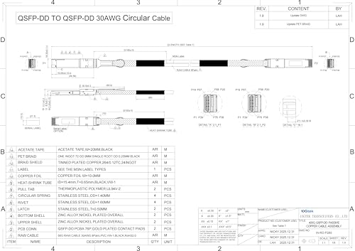 Image of 10Gtek 400GBASE QSFP-DD to QSFP-DD Passive Direct Attach Copper Twinax Cable, for Cisco QDD-400-CU1.5M, 1.5-Meter(4.92ft)
