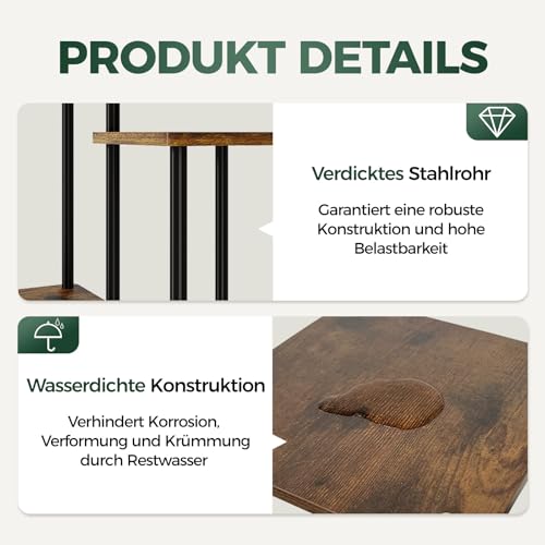 Bamworld Blumenständer Pflanzenständer Pflanzenregal aus Holz und Metall – Modernes Regal für Zimmerpflanzen, 5 Etagen, Stabil und platzsparend, Ideal für Wohnzimmer, Balkon und Büro