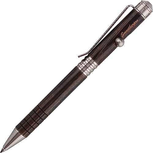 SMOOTHERPRO Solid Brass Bolt Action Pen Ballpoint Pen Compatible with Parker Refill for EDC Signature Office School Business Color Retro Black (SPR138BK)