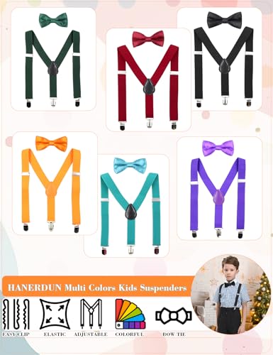 HANERDUN Kids Suspenders Bowtie Sets Adjustable Suspender Set for Boys and Girls2