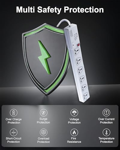 Image of MX 6 Outlet Power Strip with Universal Socket 5m Extension Cord International Sockets Master Switch with Multi-Plug Socket Extension Board for Home & Office -5 Amp