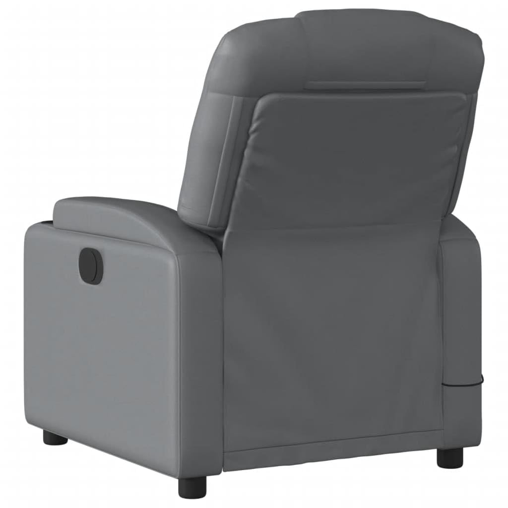 Festnight Sillón Masaje Reclinable Sillón Masaje Eléctrico Sillon Relax Reclinable Sillon Reclinable Manual Sillón Relax de Cuero Sintético, con Prácticos Portavasos y Bolsillo, Gris