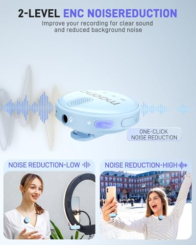 Image of MAONO Wireless Collar Mic for YouTube PC and Type C Mobile, Noise Cancellation Lapel mic with 6H Battery, 100m Transmission, Gain, Mute, Monitoring for YouTube, Vlogging, Podcasting (WM620-Blue)