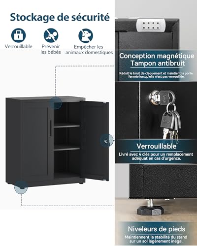 Armoire de rangement en métal noir structure renforcée au design minimaliste et industriel - 8
