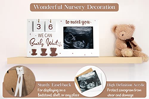 Ultrasound Picture Frame We Can Bearly Wait Baby Shower Decorations Teddy Bear Sonogram Picture Frame With Countdown Weeks, Expecting Parents To Be Unique Gifts Pregnancy Gifts For Gender Reveal Party #TOP6