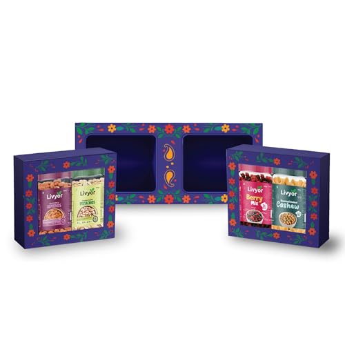 Image of Livyor Premium Dry Fruits Combo Pack for eating - 400g | 100g each | Cashews, Pistachios, Almonds, Green Raisins | Family Snacks Pack | Winter Essentials | Combo of 4 Healthy Assortments | Dry Fruits & Nuts Combo | Nutrient-Rich Treats for Family | Healthy and Tasty | Gourmet Snack | Best Gifting Option | Pack of 4
