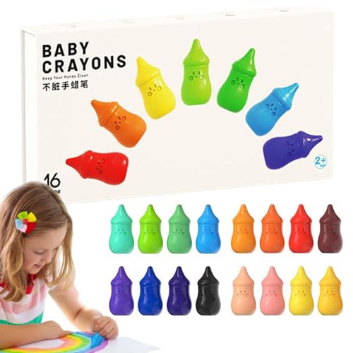 Holdes Crayones de fácil agarre, crayones para niños pequeños, crayones de cera para pintura en forma de botella para niños, suministros de arte para niñas, niños y niños