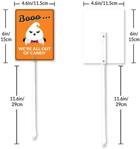 Vista 16 de Eveokoki Letrero de Halloween para patio, decoración de escoba y estacionamiento, letreros decorativos para jardín, estacas de aluminio