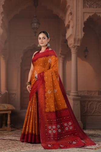 Image of TAMAIRA FASHION Mulmul Pure Cotton Saree For Woman Floral Batik Printed|Office Wear Daily Wear Sarees For Women Without Blouse Piece (Available in 11 Colours)