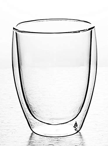 Modern-Depo Double Wall Insulated Glass Cups Set of 2 Clear Coffee Mugs 12 oz/ 350ml