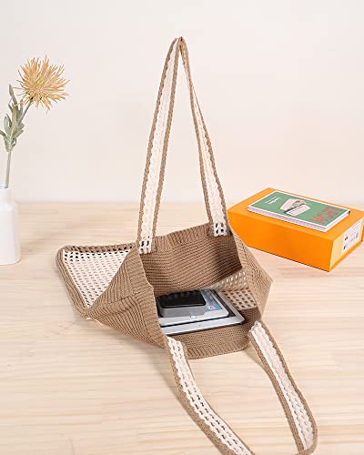 Image of ENBEI Beach Bag Crochet Tote bag for Women,Aesthetic Boho Large Bag,Foldable&Lightweight,Shopping,Beach,Travel,Daily Use