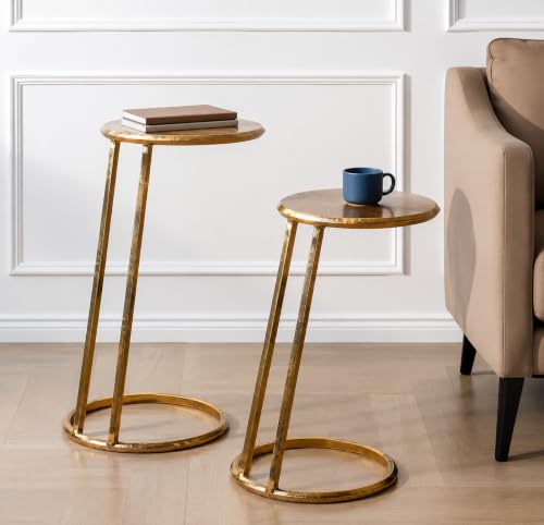 Image of Decor de Maison Brings Handcrafted Slanted Nesting Tables Large in Metal | Bed Side & Sofa Side Tables | End Table for Living Room, Bedroom, Office, Home Decor, Coffee Table