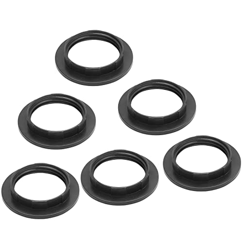 Zorveiio E26 Lamp Shade Ring, 1 1/2 Inch Retaining Rings Light Socket Collar Ring For E26, E27 Lamp Shade Light Fixture (6 Packs, Black) #TOP23