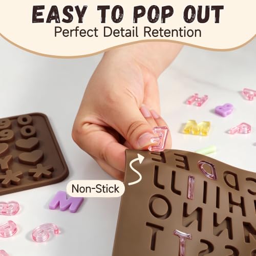 Image of 2PCS Silicone Molds for Chocolate,Number Letter Molds,Reusable Candy Molds with Happy Birthday Decorating Symbols,Mini Size Alphabet Decorating for Birthday Cake Lollipop Fondant Chocolate