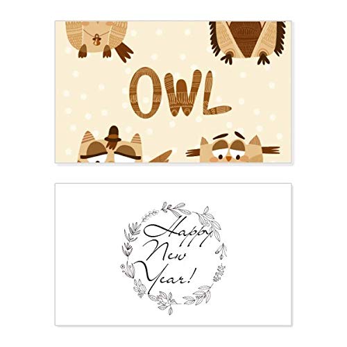 Tarjeta de felicitación de Año Nuevo Bell, diseño navideño de búho y cristal