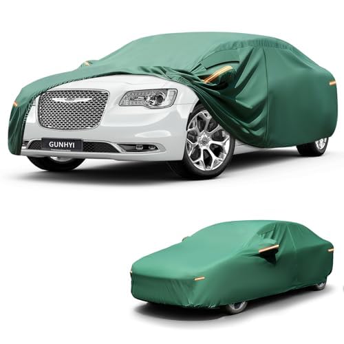 Car Cover Waterproof All Weather, 16-Layer Heavy Duty Full Exterior Cover with Vents, Spare Windproof Straps & Towel, Winter Snow/Ice/Rain Protection,