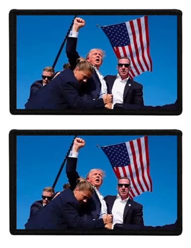 2 PCS FightTrump Patches Trump2024 Patch Embroidered Morale Patch Applique Fastener Hook and Loop