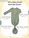 Newborn Baby Coming Home Outfit Set - Soft Modal Knotted Gown with Hat, Hello World Announcement Sign & Headband, Hospital Newborn Photography Outfits Baby Gowns for Baby Shower 0-3 Months Clothes