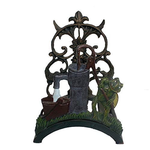 YIJIAHUI Wall Mounted Hose Holder Creative Cast Iron Wrought Iron Vintage European Style Water Pipe Rack Garden Gardening Home Indoor Outdoor Metal Hose Stand (Color : Brown, Size : 16.6x14.0x23.4cm)