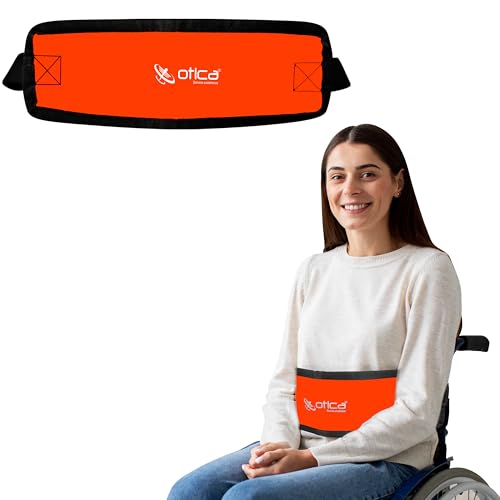 Image of OTICA Wheelchair Safety Belt, Adjustable Length - Orange Anti-Slip and Anti-Fall Wheelchair Strap Seat Belt, Extra Long Size-Suitable for Obese People (Orange, Wheelchair Safety Belt With Pad)