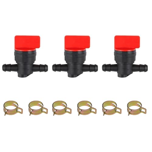 1/4" Inline Gas Fuel Shut Off Valve for Mower, 3-Pack