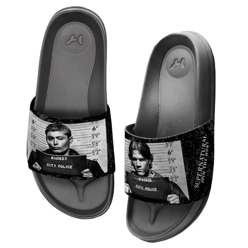 Popfunk Supernatural Dean and Sam Mugshots Unisex Adult Slides Adjustable Flip Flop Sandals Officially Licensed Hypd Slydr Switch™3