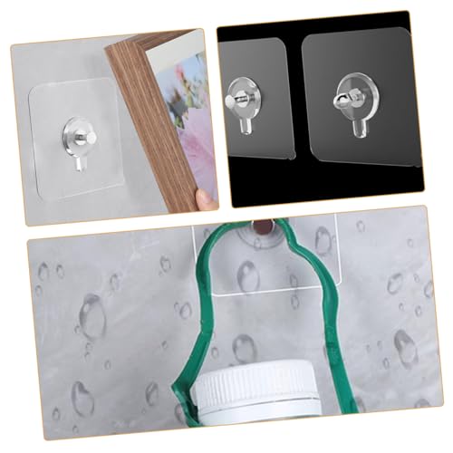 Image of Veemoon 30 Pack Heavy Duty Adhesive Hooks No Drill Picture Hangers for Walls Photo Frame Holders Wall Sticker Holders No Damage Outdoor Sticker Hooks