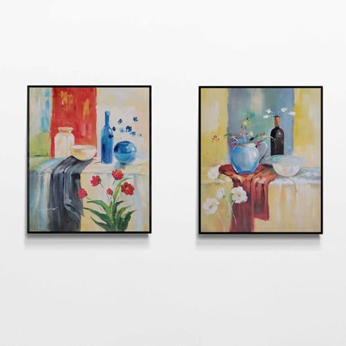Peinture à l'huile fait à la main diptyque nature morte art et émotion