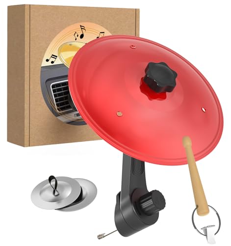 Car Cymbal Air Vent,Mini Car Drum Crash Cymbal Set with Mini Drum Stick & 2 Finger Cymbals ,Fun Dashboard Instrument, Fun Gfit,Universal Fit for Most Cars (Red)
