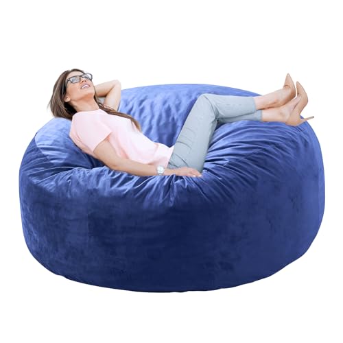 WhatsBedding Bean Bag Chair for Adults with Memory Foam Filler Included, Big Kids Beanbag Chairs, Medium 3 ft, Blue, Solid