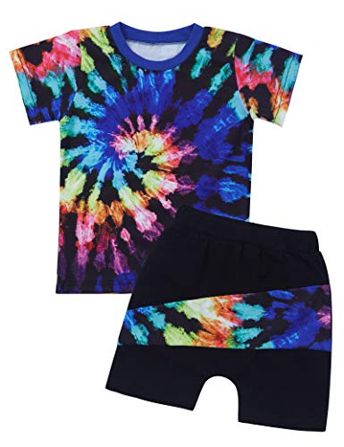 Baby Boy Clothes 6-12 Months Summer Outfit ,Infant Boy Clothes Tie Dye Short Sleeve T-Shirt Tops + Short Pants 2Pcs Outfit Sets